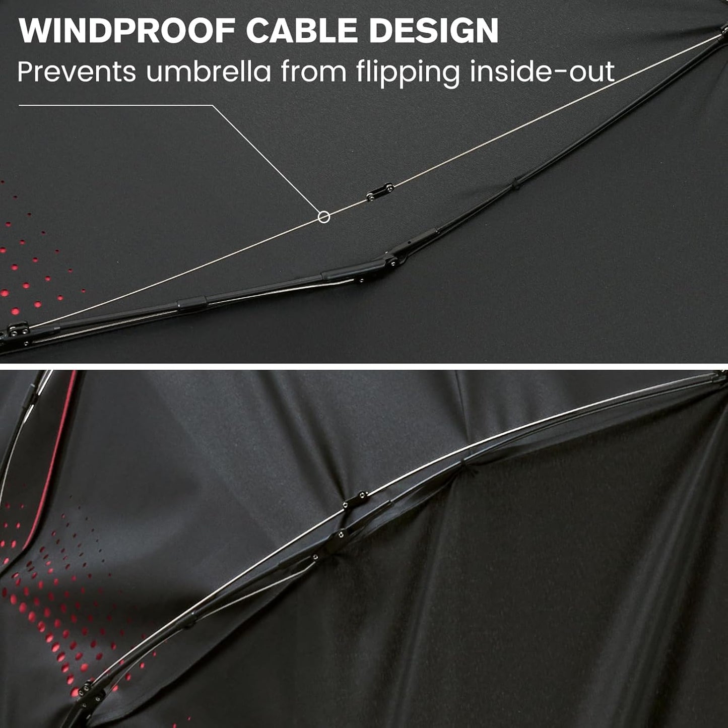 G4Free Windproof Travel Umbrellas for Rain 46inch Double Canopy Automatic Compact Umbrella with Strong Fiberglass Frame and Windproof Cable