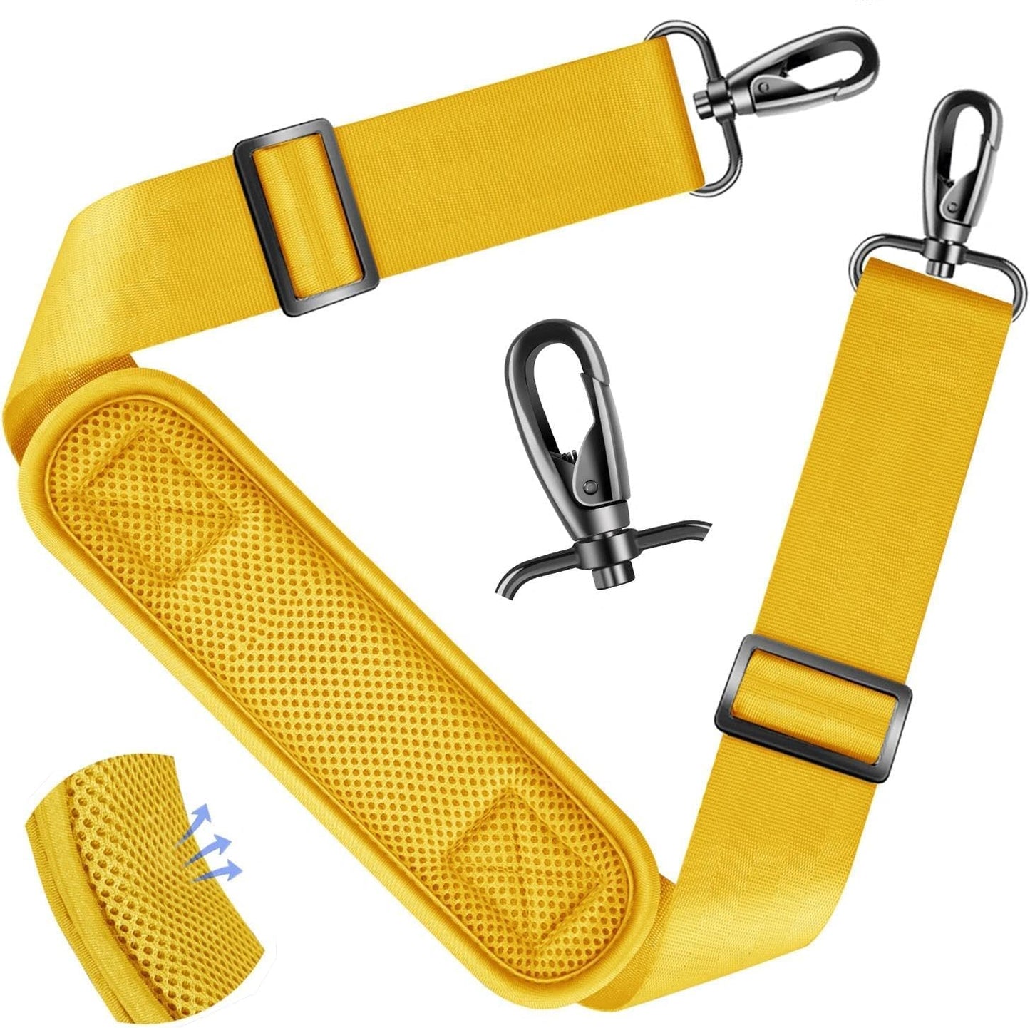 ZINZ Shoulder Strap - 59 Inch Universal Heavy-duty Adjustable Strap with Ultra-thick Fixed Breathable Pad for Laptop, Gym, Camera Bag and More -Yellow
