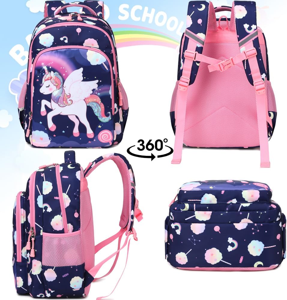 Meisohua Girls Backpack with Lunch Box 3 in 1 Set Kids Backpack for Girls Preschool Kindergarten Elementary School Backpack