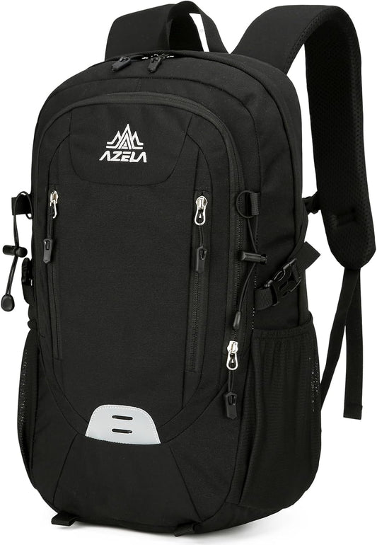 20L Small Reflective Hiking Backpack with Padded Straps for Men, Lightweight Outdoor Daypack, Black