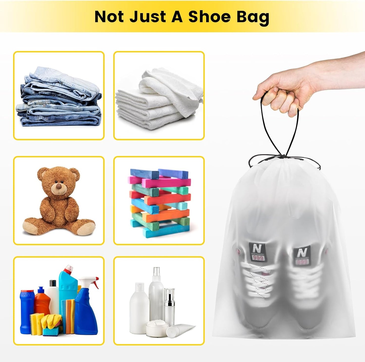 Vorspack Shoe Bags for Travel - 20 Pcs Transparent Drawstring Backpack Travel Shoe Bag Clear Drawstring Bag Large Shoe Organizer with Rope Travel Essentials for Men Women