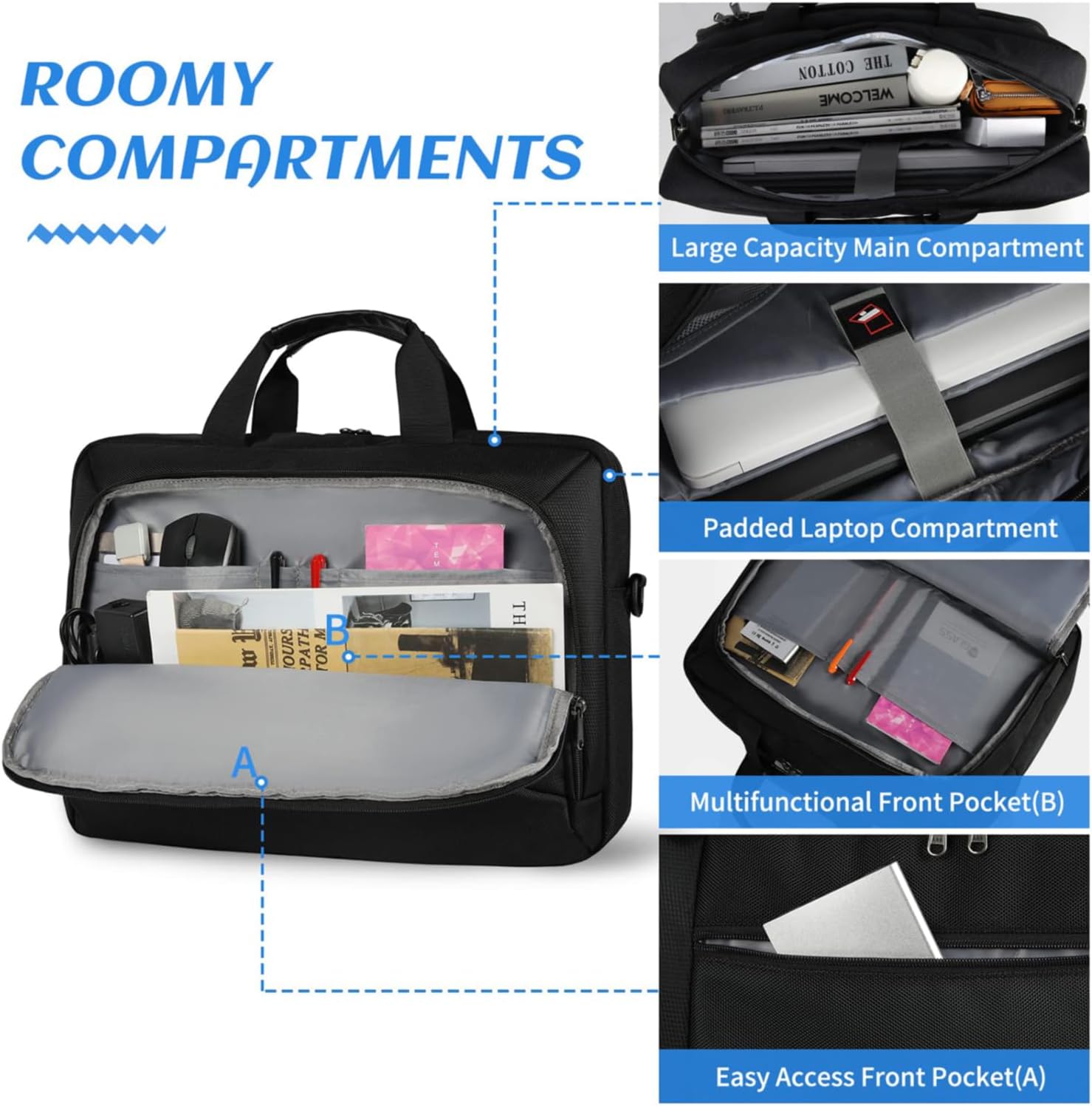 Laptop Bag 17.3 Inch Laptop Briefcase Large Waterproof Laptop Case for Men Women Business Office