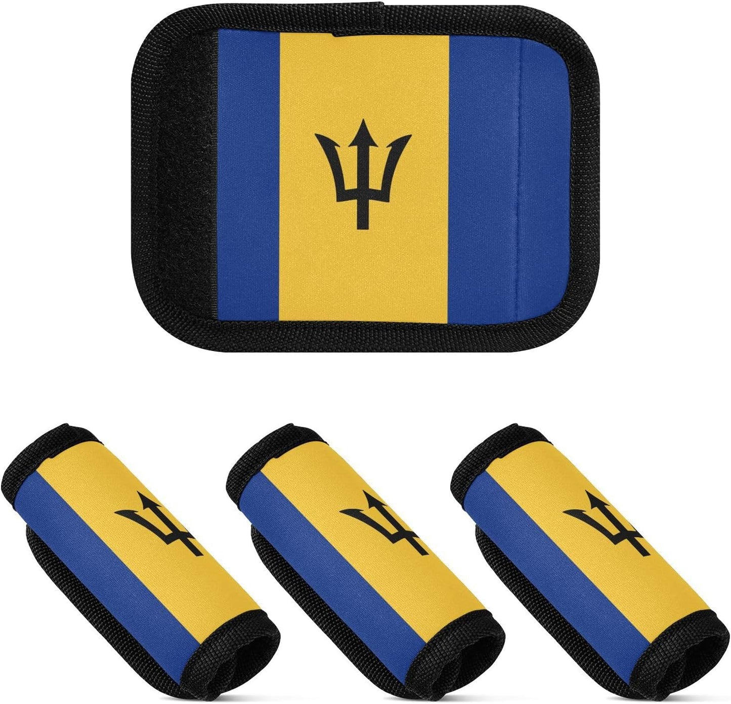 Barbados Flag 2 Pack Luggage Handle Wrap for Suitcase Luggage Identifier Travel Tags Handle Protection Sleeve Cover