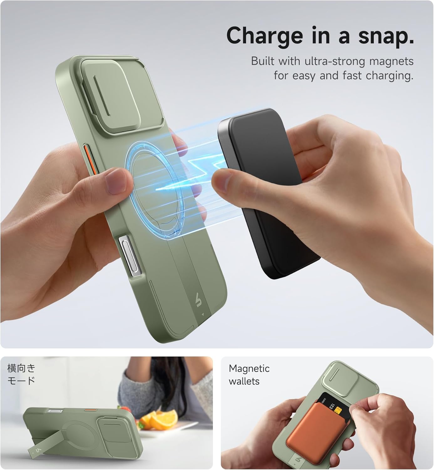 SURITCH for iPhone 16 Pro Max Case with Magnetic Camera Slide Cover and Adjustable Kickstand