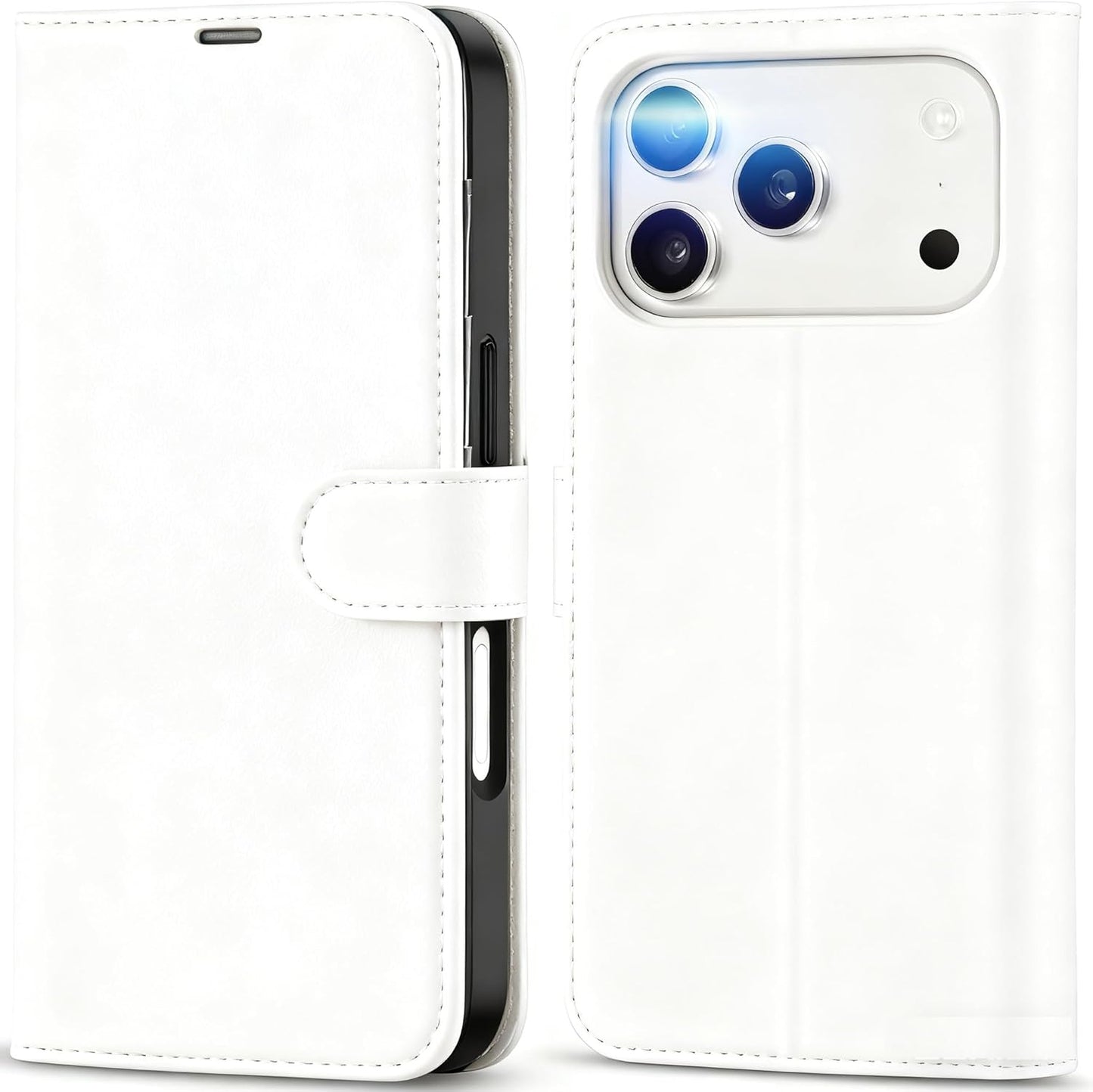 Miracase Magnetic for iPhone 15 Pro Max Flip Case 6.7'' Full-Body Drop Proof Flip Case for iPhone 15 Pro Max with Card Holder,Matte White