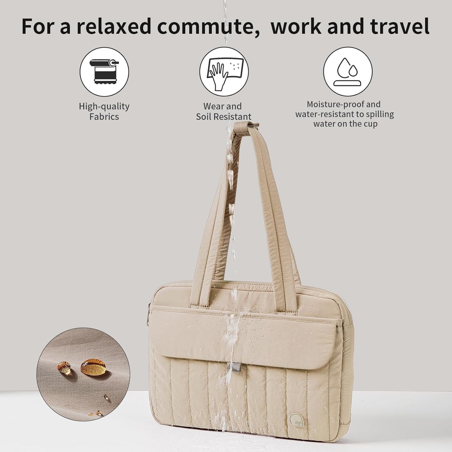 aji Laptop Tote Bag for Women, 14Inch & 16 Inch Laptop Tote Bag with Luggage Trolley Strap for Work/Travel/College/Daily
