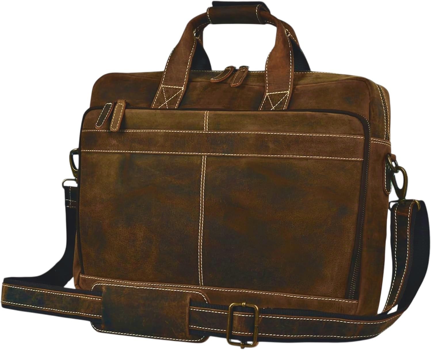 16 Inch Full Grain Leather Laptop Messenger Briefcase Bag for Men - Leather Satchel for Business
