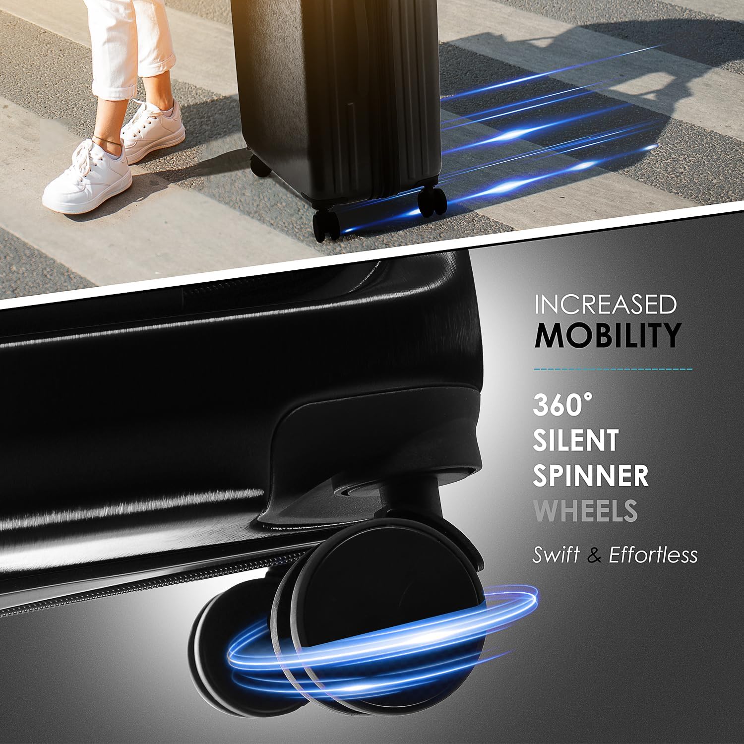 Hard Shell Luggage Sets with Spinner Wheels 4 Piece, Expandable Large Suitcases with TSA Lock