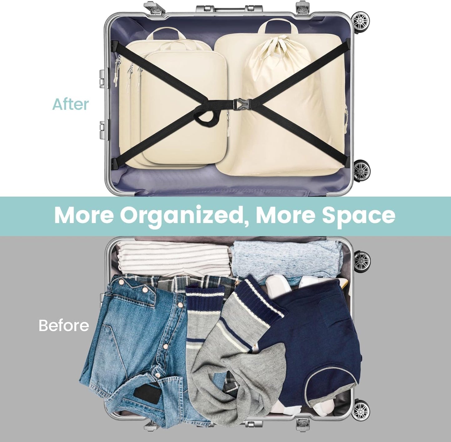 Cambond Compression Packing Cubes for Travel Women - Travel Bags Luggage Organizers Travel Essentials Compression Cubes for Travel Carry on Suitcases Organizer