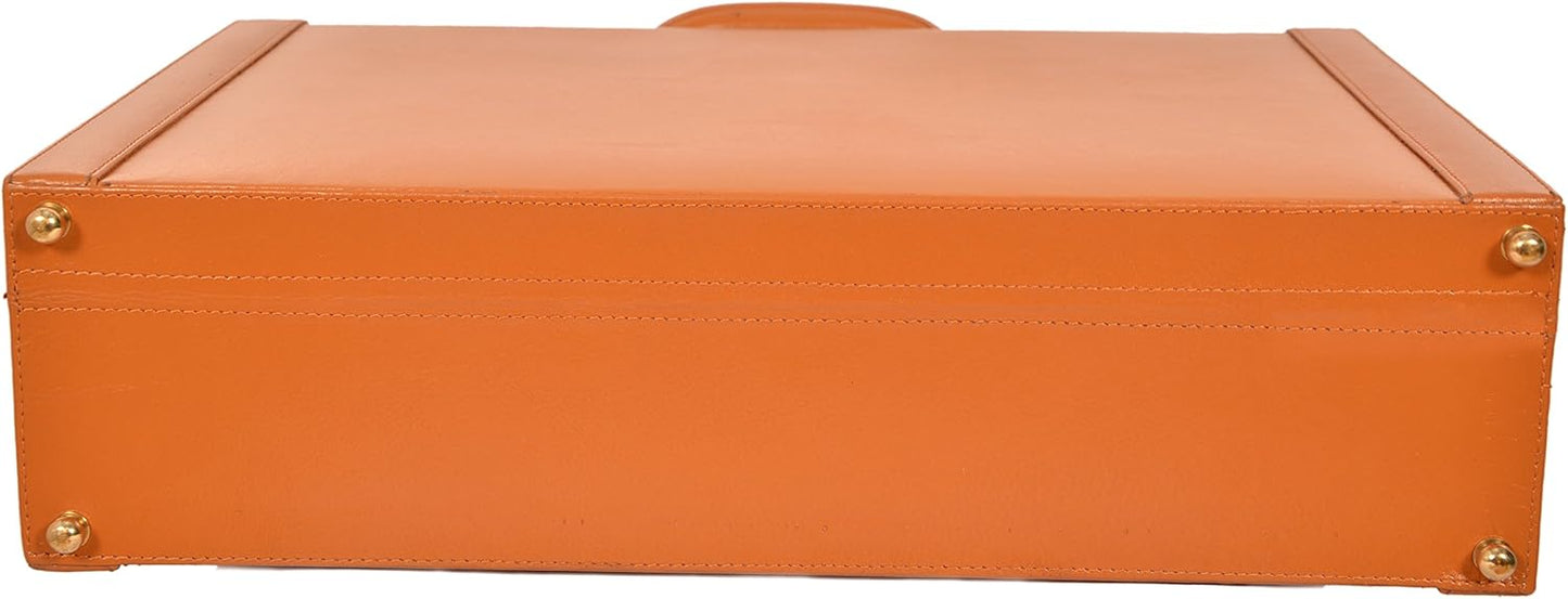 ZINTLeathers Men's Genuine Leather Hard Briefcase Attache Vintage Style