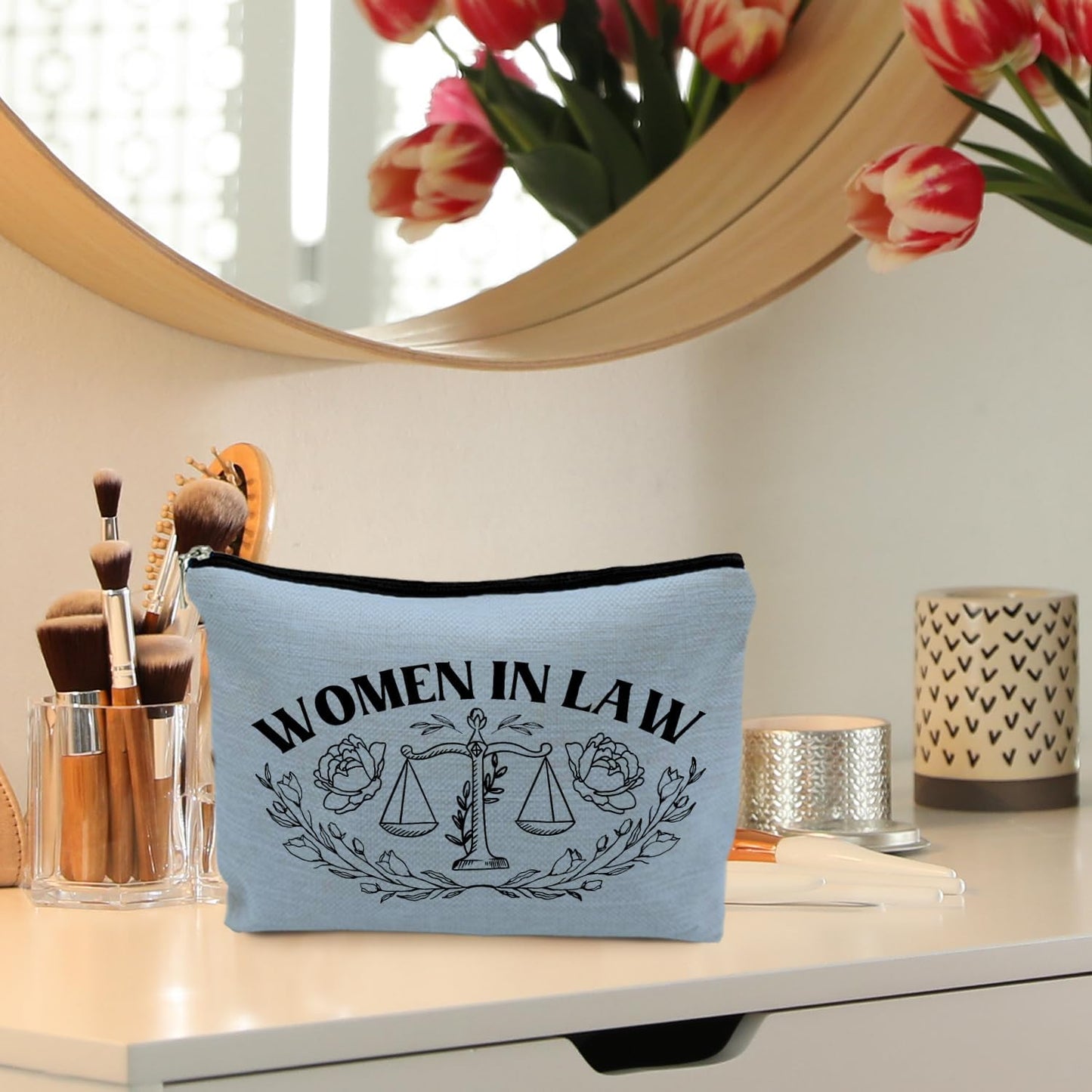 Lawyer Gifts for Women - Law Graduation & Future Lawyer Gift Set, Women in Law Cosmetic Bags Makeup Pouch (Blue)