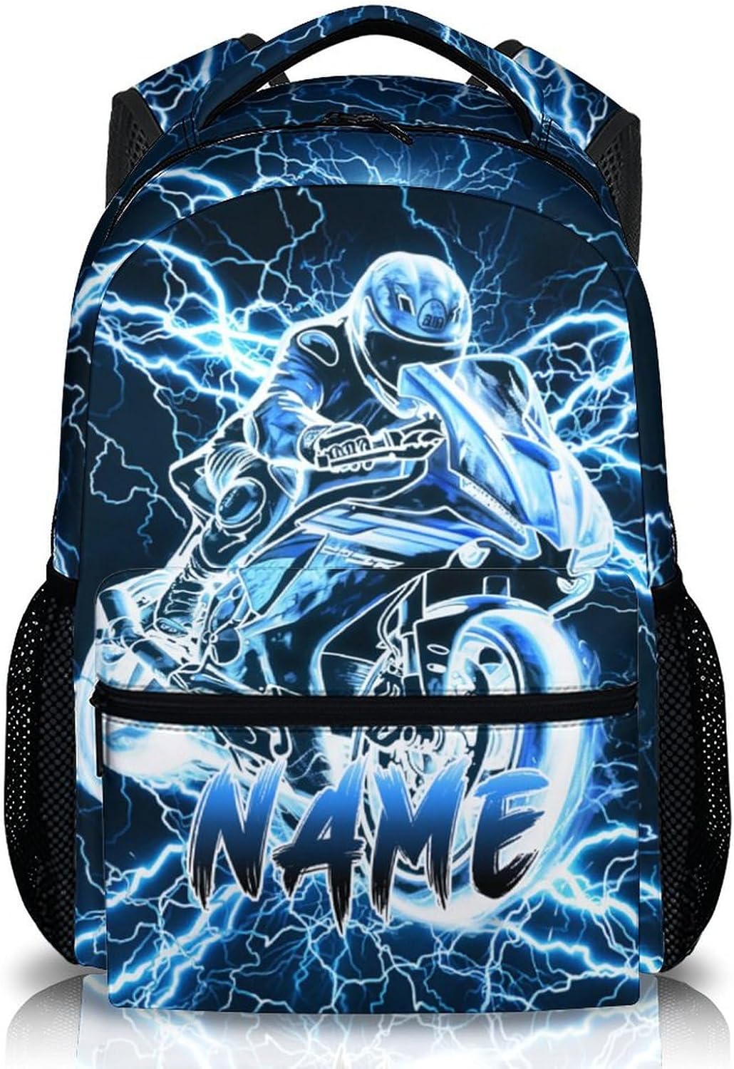 Personalized Backpacks for Boys, Motorcycle Backpack with Custom Name for Kids Kindergarten Primary