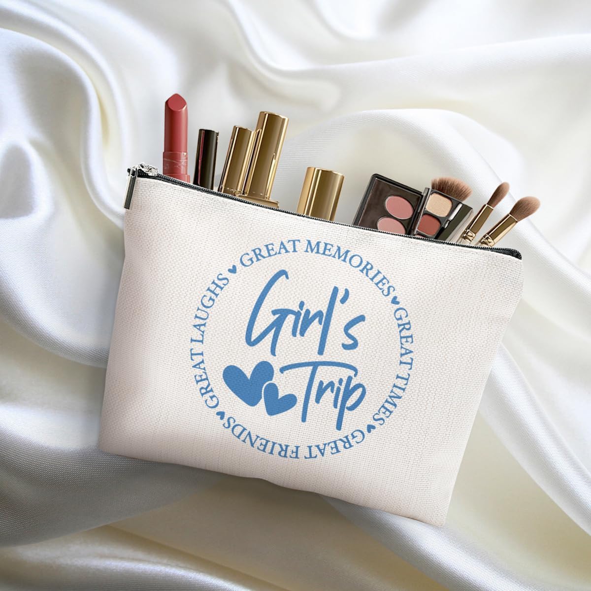 3Pcs Girls Weekend Gifts, 2025 Girls Trip Gifts Favors Travel Gifts Funny Makeup Bag, Weekend Bag Cosmetic Bag, Friendship Gifts for Women Friend Bridesmaid BFF, Graduation Wedding Gifts Toiletry Bag