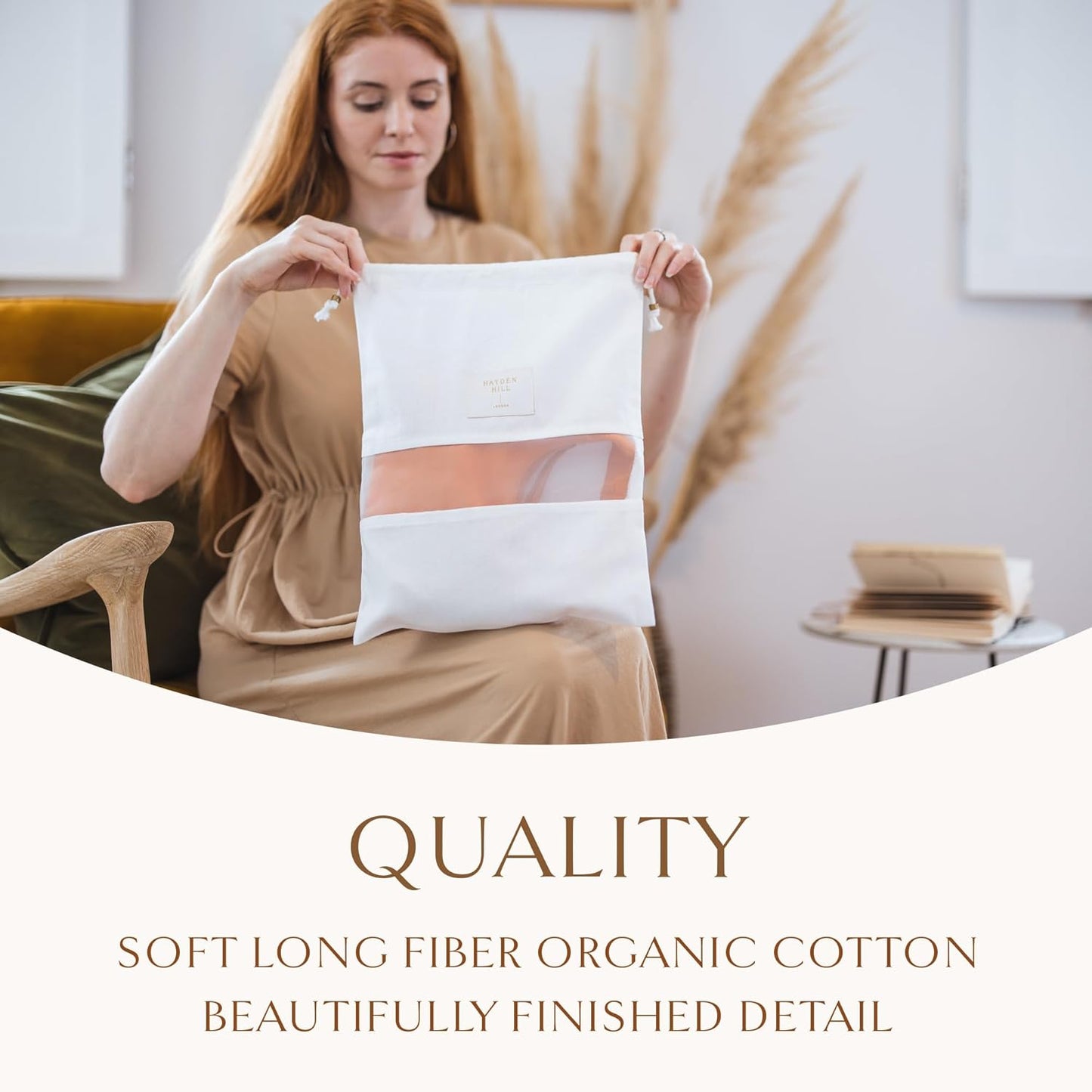Hayden Hill Luxury Organic Cotton Dust Bags For Handbags - 6 Pack Mixed Sizes - Handbag, Purse and Shoe Storage - Certified Carbon Neutral
