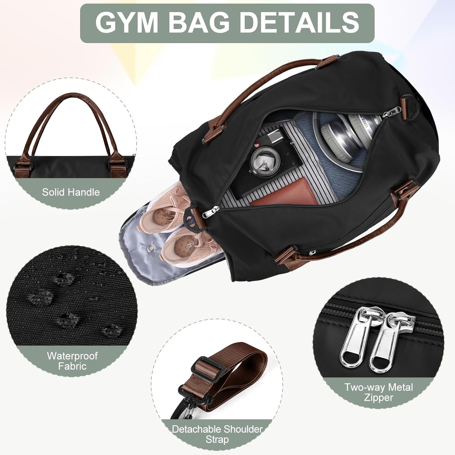 Gym Bag for Women Men with Shoes Compartment,Sports Duffle Bag Personal item travel Duffel Bags