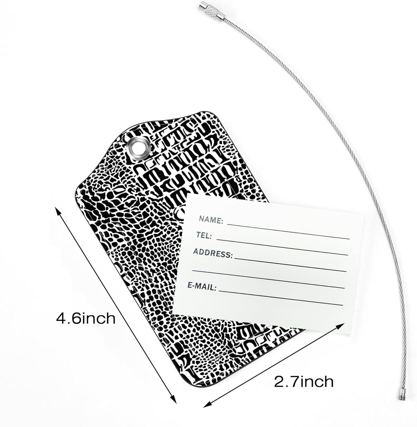 2 Pack Luggage Tags,Crocodile Skin PU Leather Idea Baggage Tag with ID Labels Privacy Cover Metal Ring Men and Women Travel Bag Labels