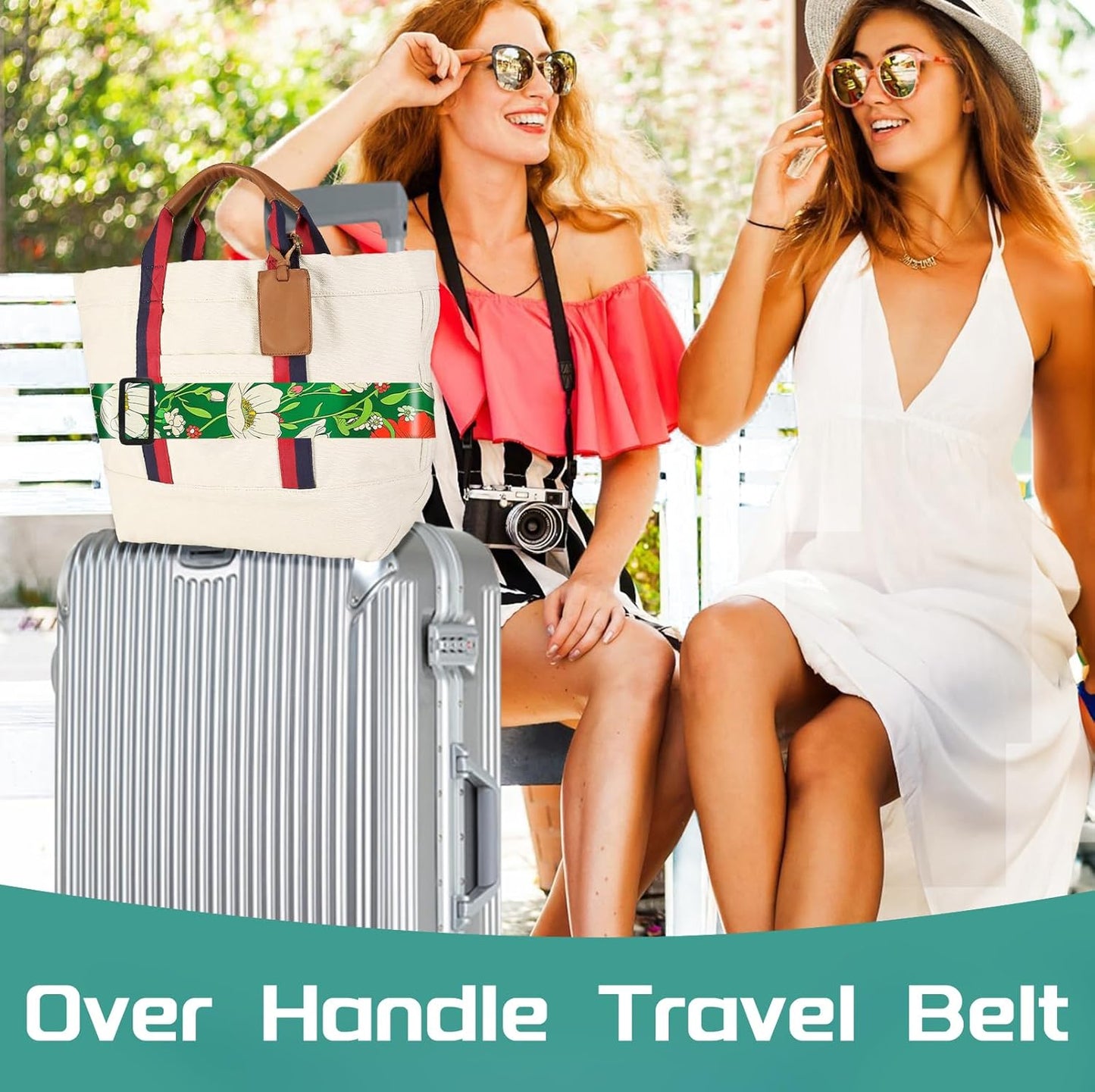 Slohif Luggage Straps for Suitcases Travel Belt Accessories Luggage Connector Identifiers Over