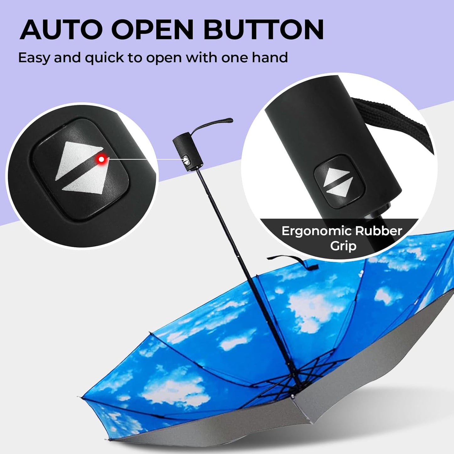 LLanxiry Compact Travel Umbrella, Mini Windproof Umbrellas for Rain & Sun, Small Lightweight Outdoor UV Umbrella, Portable Folding Umbrellas for Travel