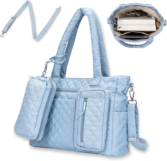 Tote Bag for Women Purses and Weekender Bags Quilted Shoulder Bags 2PCS with Zipper
