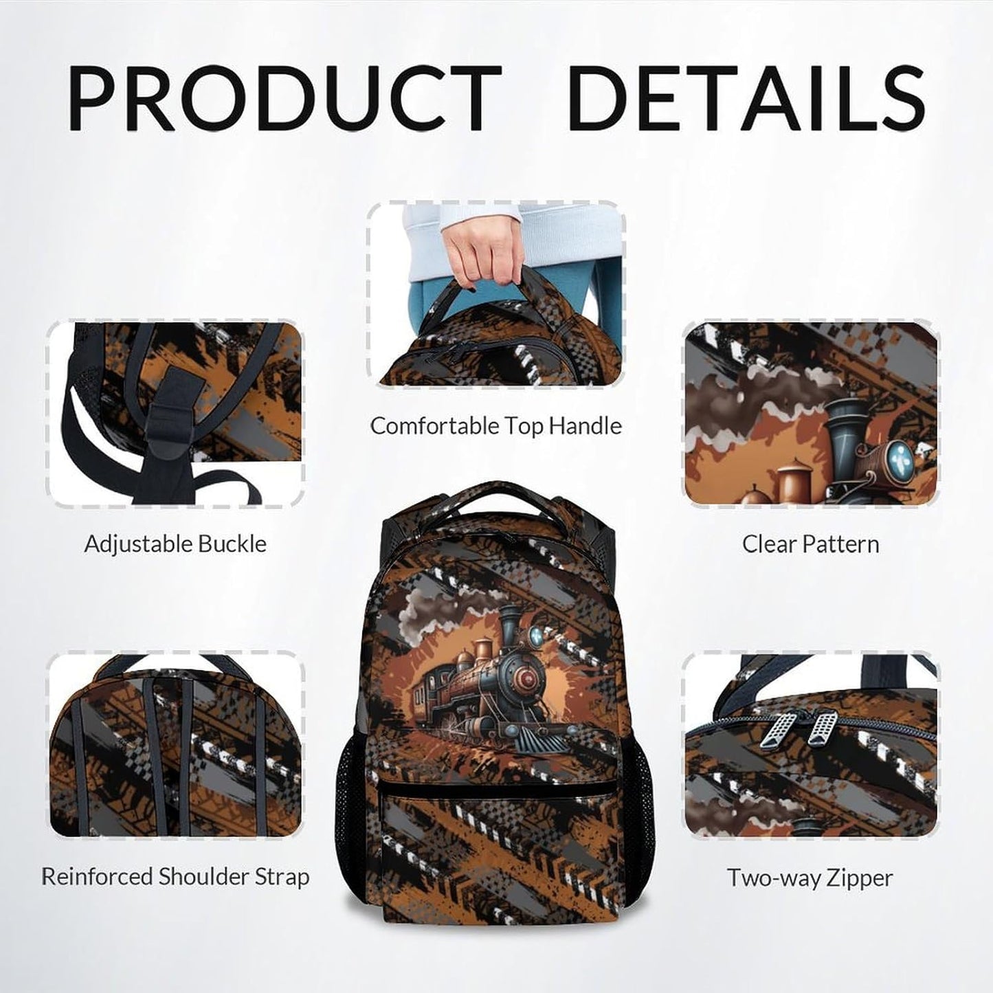 Mercuryelf School Backpack for Boys - 17 Inch Train Kid Backpack for School, Travel - Cool Bookbag for Teens Kids