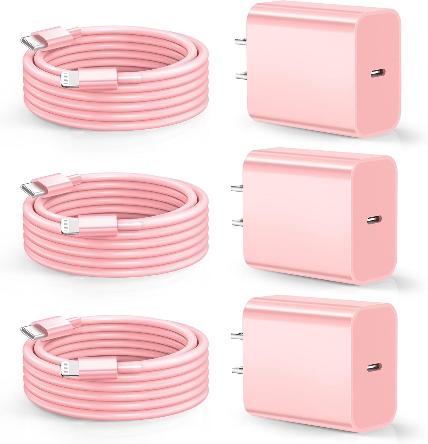 Dayaoncy Compatible with Phone Charger Fast Charging, 20W USB C Wall Charger with 3Pack 10FT, Phone Cable Fast Charging Compatible withi Phone 14/13/12/12 Pro Max/11 Pink