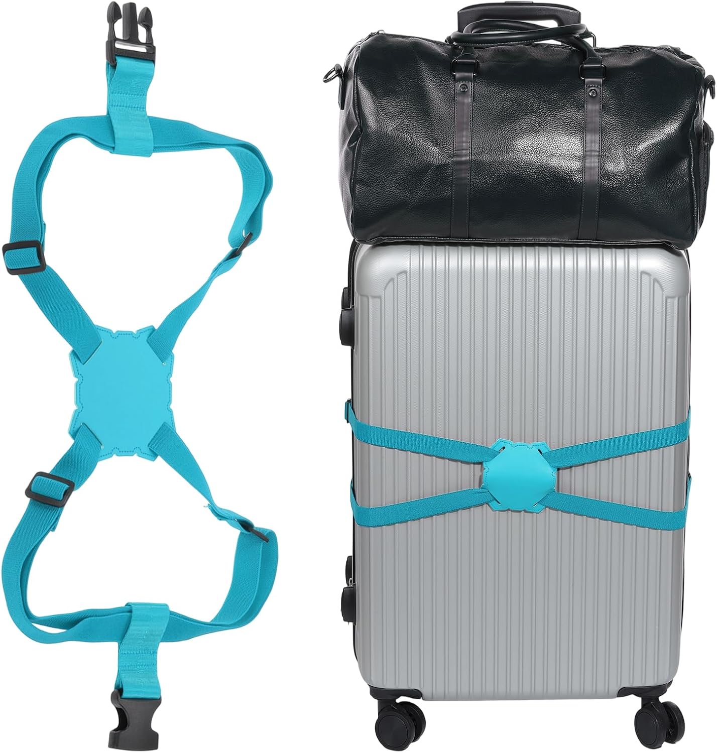 MECCANIXITY Luggage Strap Bag Bungee Elastic Suitcase Adjustable Belt for Suitcases Add A Bag Easy to Travel, Blue