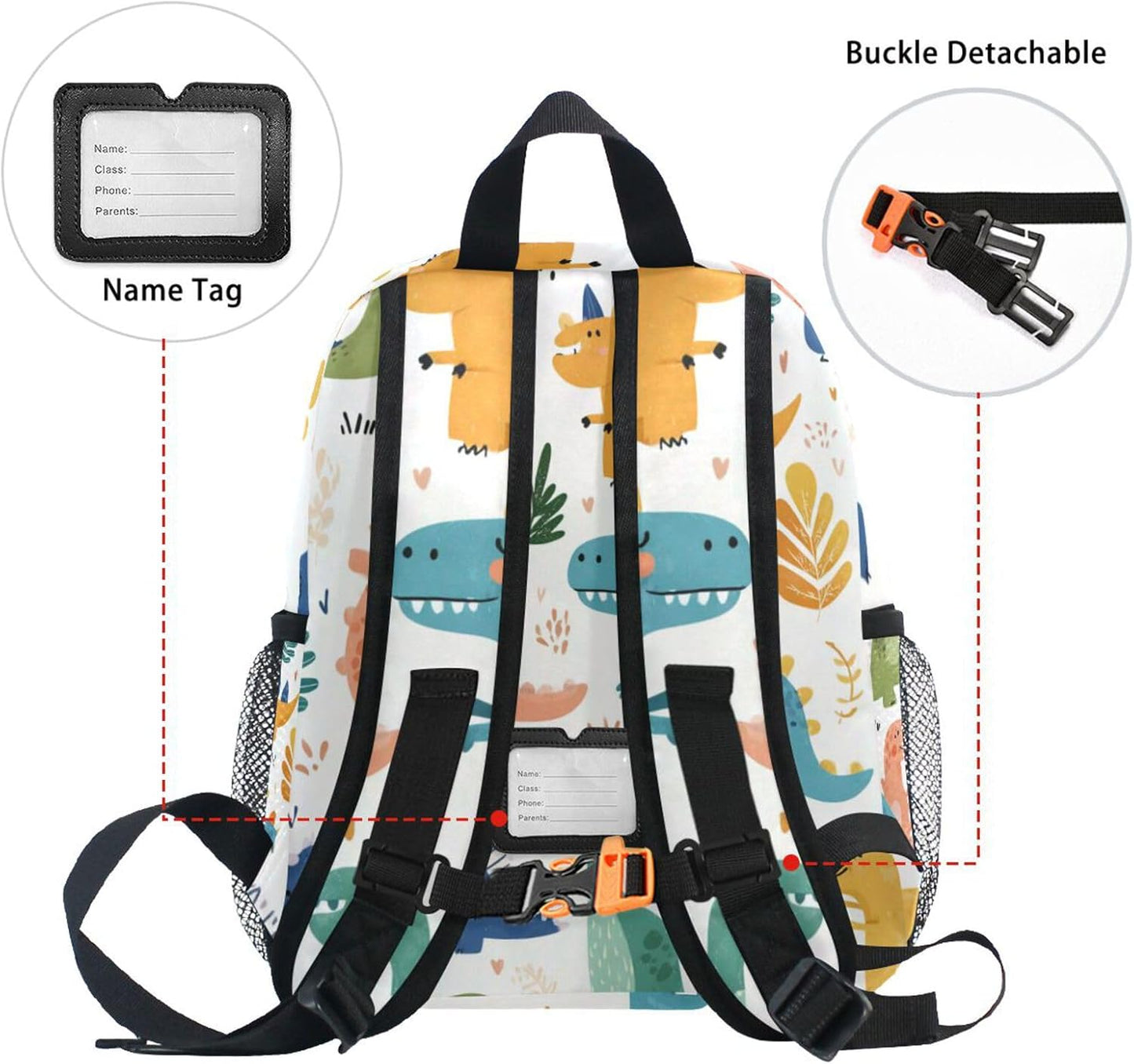 Custom Cute Dinosaurs2 Preschool Backpack for Toddler Boy Girl,Personalized Backpack with Name Text, Customization Kindergarten School Bookbags - M