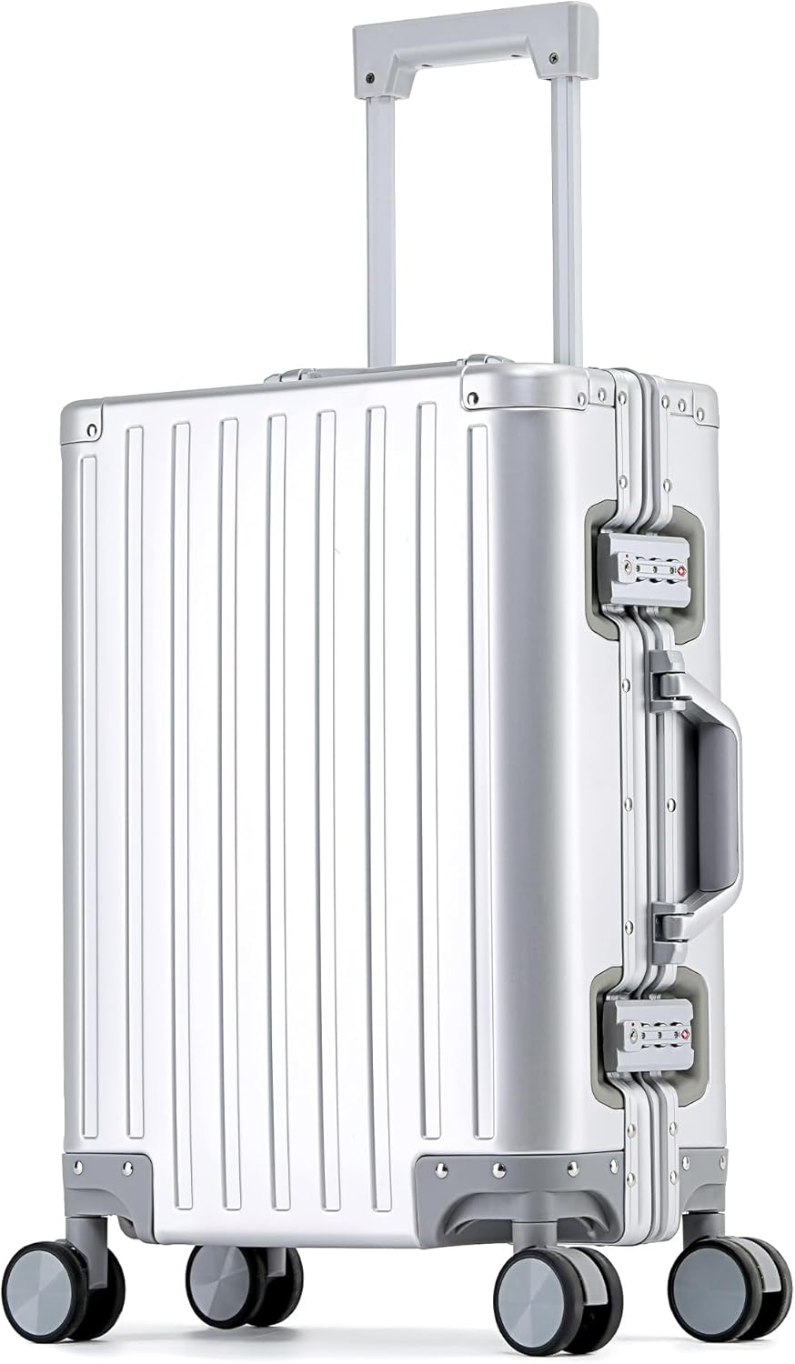YYW All aluminum-magnesium Carry-On Luggage 20 Inch,Airline Approved Lightweight Suitcase with TSA Lock and Silent Wheels,Suitable for business travel (Silver, 20in)