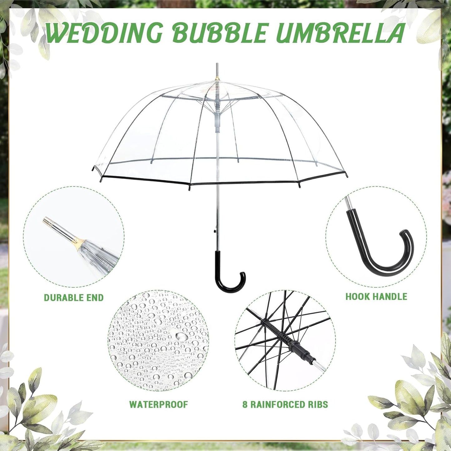 Wedding Favors for Guest Umbrella Gifts Bulk 52 Inch Large Dome Rain Windproof Stick Umbrellas with Thank You Tags and Rope Guest Souvenirs for Wedding Party Bridal Favors