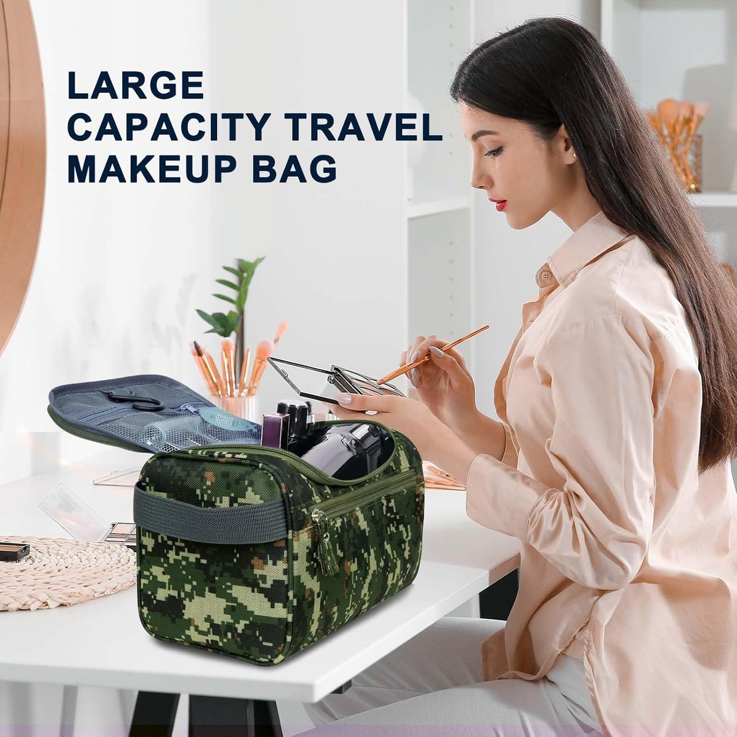 Hanging Toiletry Bag for Women and Men Traveling Makeup Large Capacity Cosmetics Portable Dopp Kit Storage Organizer Bag with Hanging Hook for Toiletries Brushes Shaving Tools