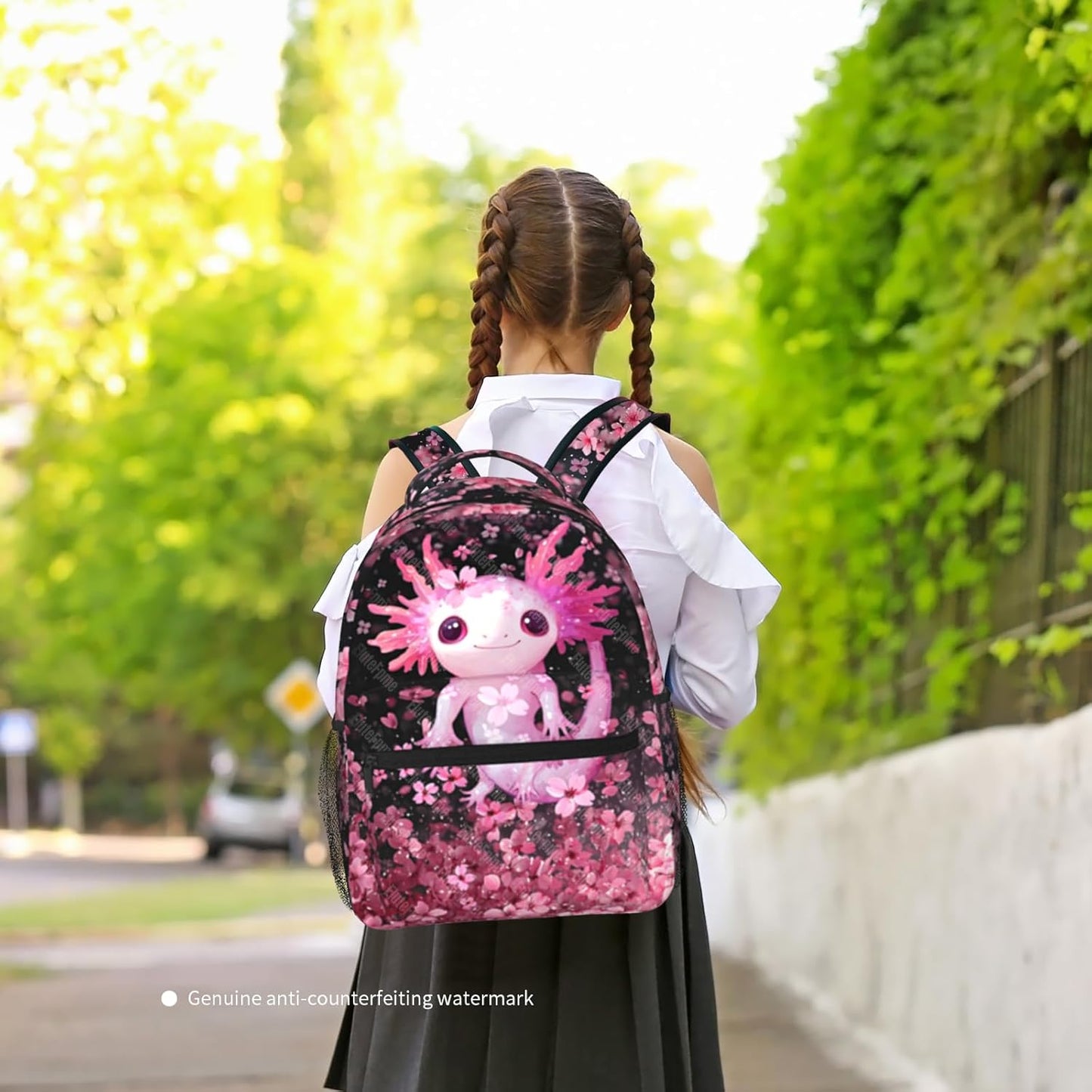 Axolotls Backpack for Girls Cute Axolotls School Backpack For Kids Lightweight Adjustable Elementary Middle School Students Bookbag Travel Back Pack for Children Teens Age 6-18