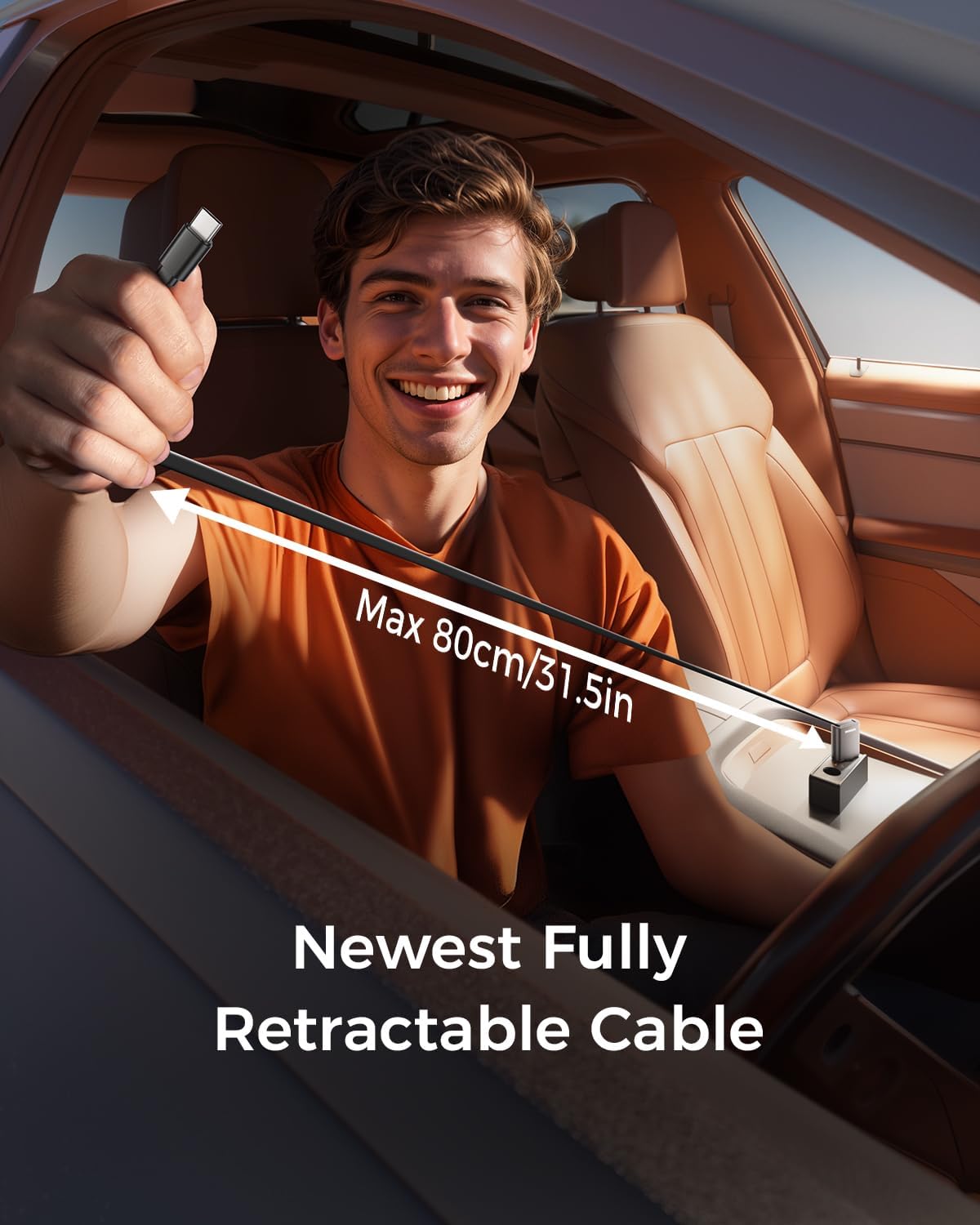 [Ultra Slim] SUPERONE iPhone 17/16/15 Retractable Car Charger USB C Fast Charging, Super Fast Type C Car Charger for iPhone 15/16/17,iPad,Samsung (USB C Cable)
