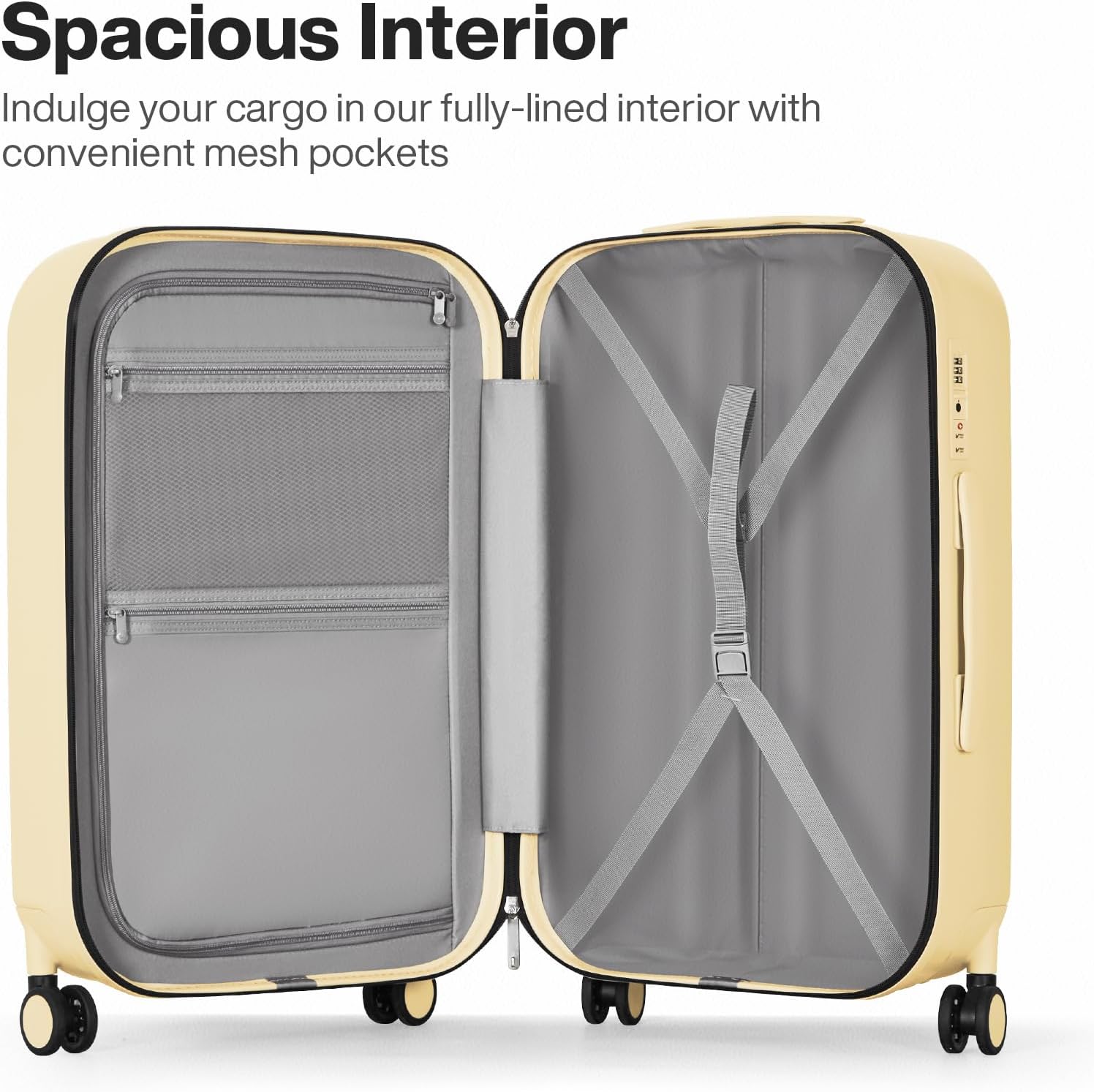 mixi 26 Inch Large Checked Luggage PC Hardshell Suitcases with Wheels for Travel Woman Men, Lark