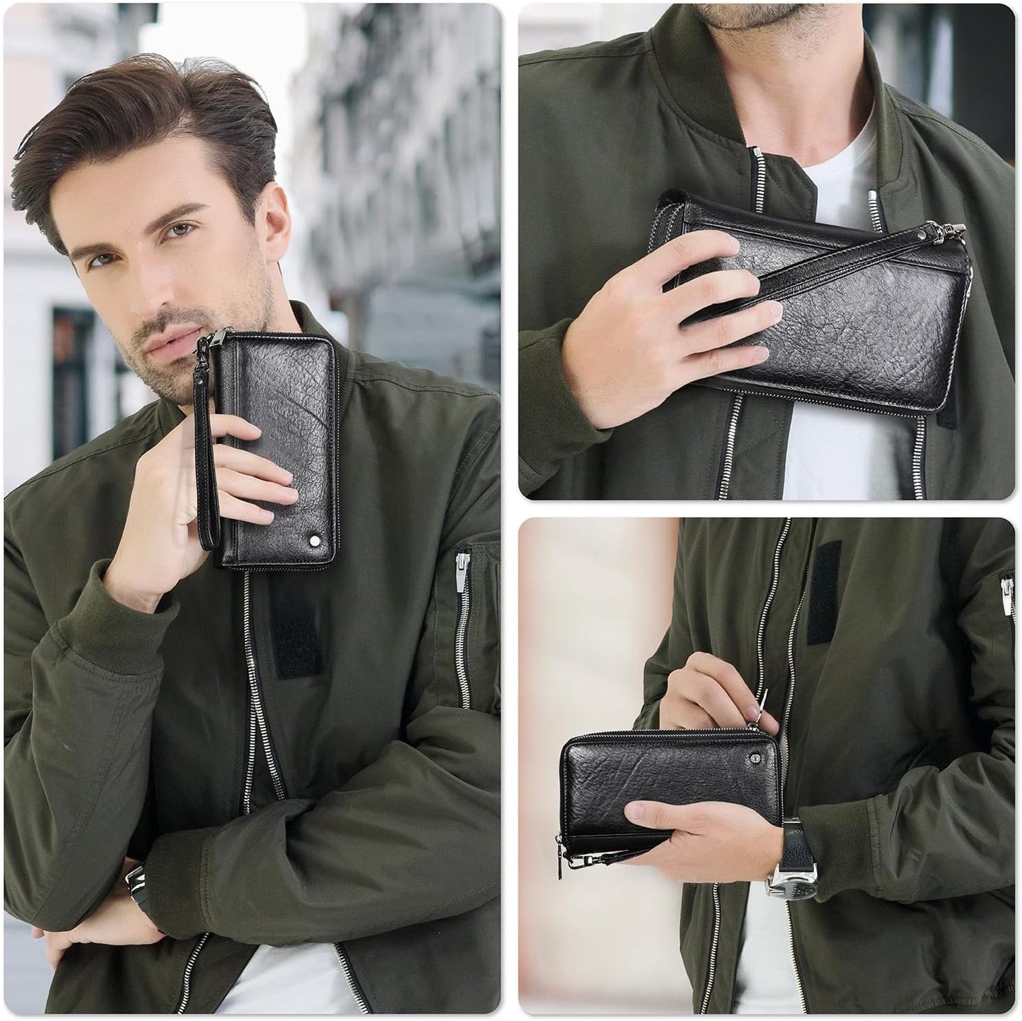 Top Grain Genuine Leather Handheld Purse Wallet for Man & Woman, Classic Vintage Design, Fully
