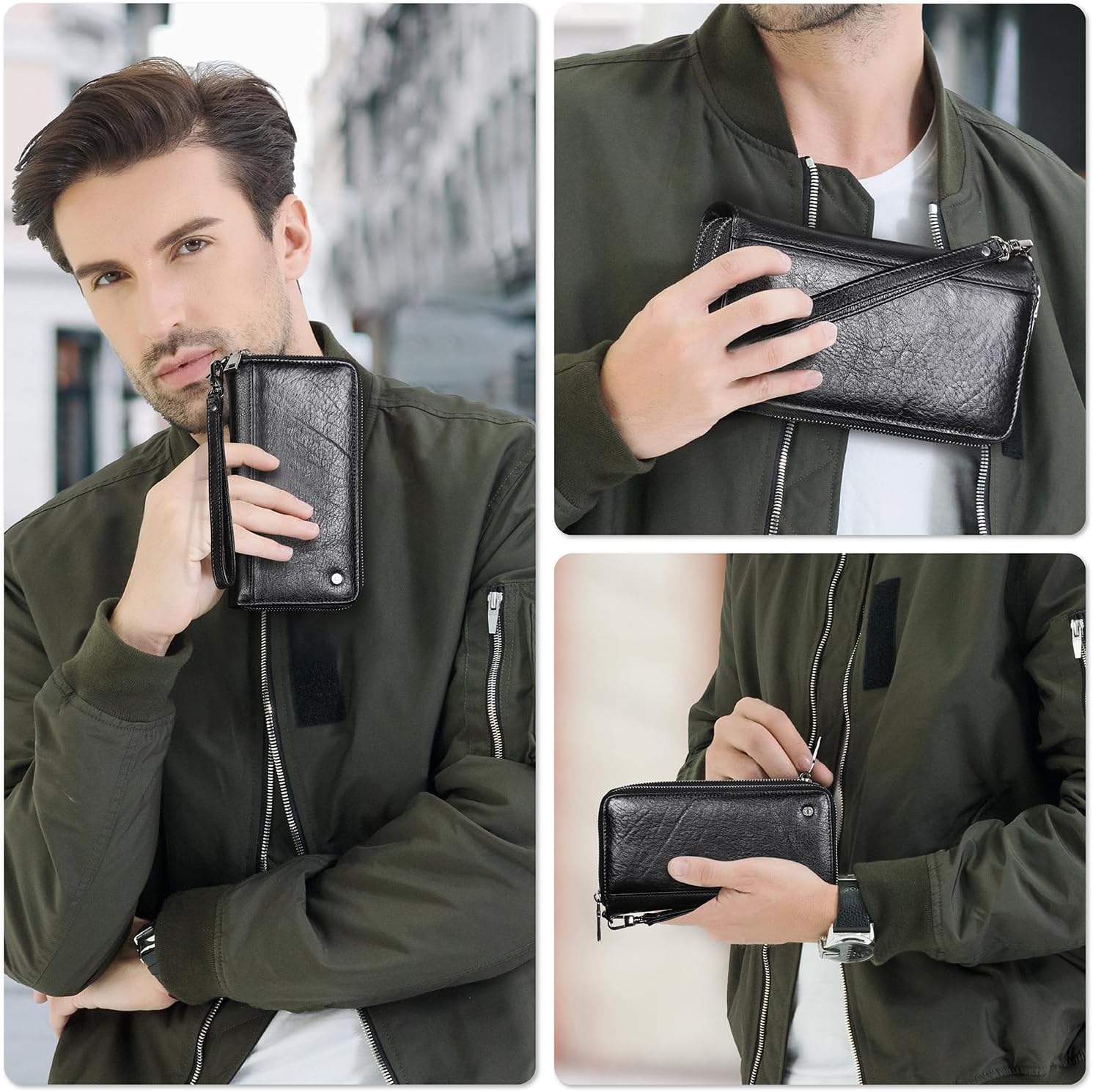Top Grain Genuine Leather Handheld Purse Wallet for Man & Woman, Classic Vintage Design, Fully