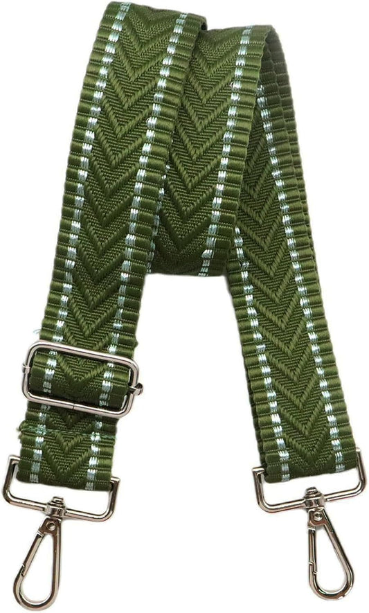 Adjustable Green Purse Strap - 1.5" Wide Handbags, Camera, Guitar, Phone & Crossbody Bag Replacement Shoulder Straps(Silver Hardware)
