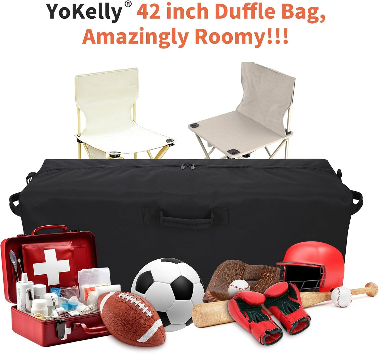 150L Extra Large Duffle Bag - 42 inch Heavy Duty Luggage Bag for Travel/Camping - Black