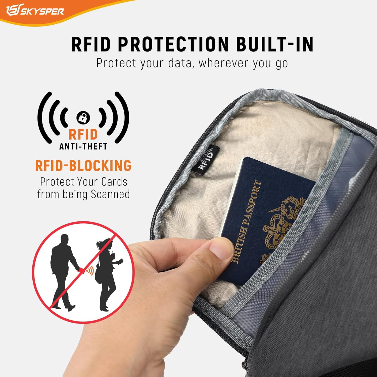 SKYSPER Sling Bag Anti Theft Crossbody Bag RFID Lightweight Travel Shoulder Chest Bag for Hiking