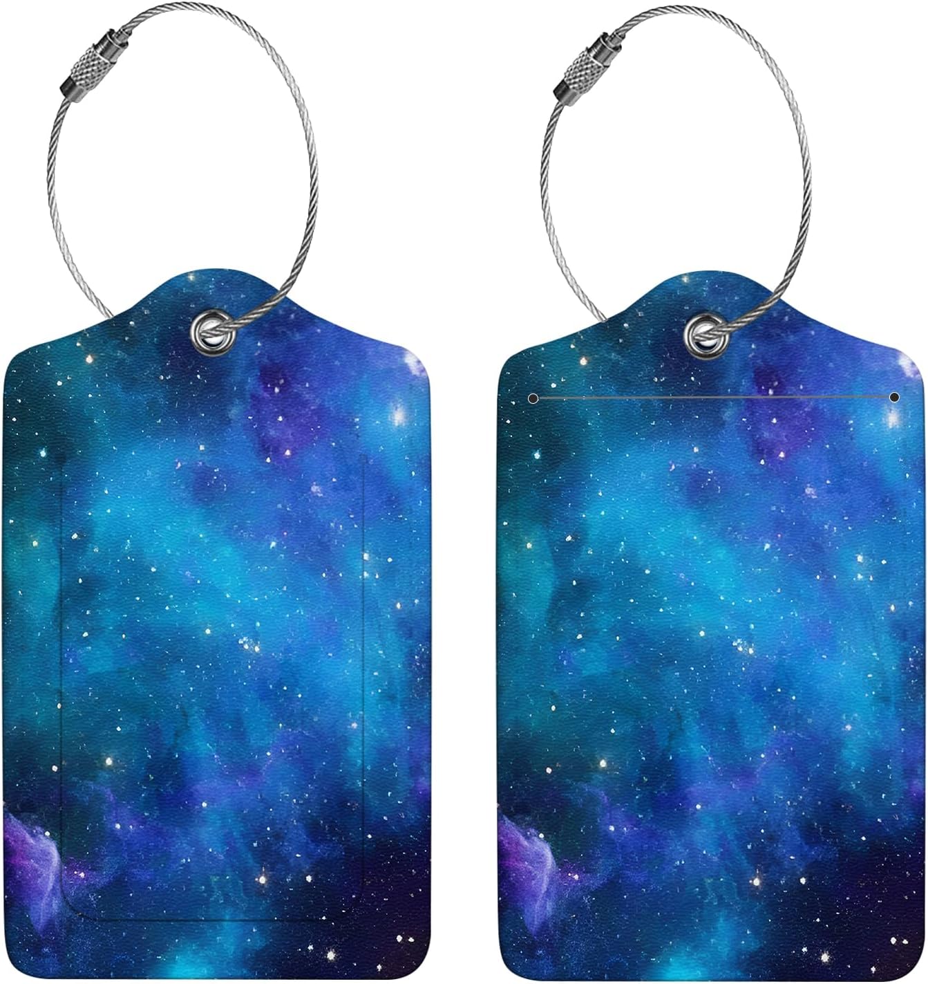 2 Pcs Luggage Tags for Suitcase, Cute Unique PU Leather Travel Bag Tag with Privacy Cover ID Label