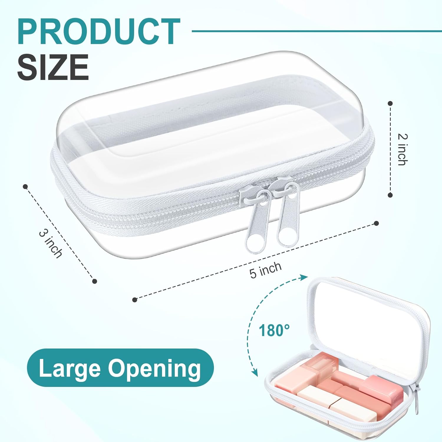 Hoolerry 4 Pcs Hard Clear Zipper Case Makeup Bags Plastic Pencil Pouch Transparent Storage Box