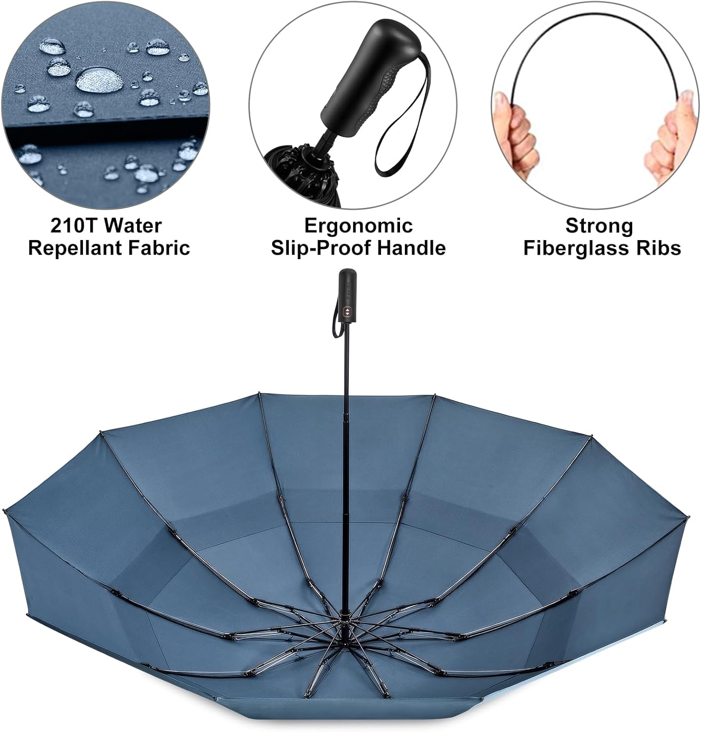 G4Free 42/46/54/62 Inch Large Golf Umbrella Compact Reverse Travel Umbrella 10 Ribs Windproof for Rain Double Canopy Automatic Open Close
