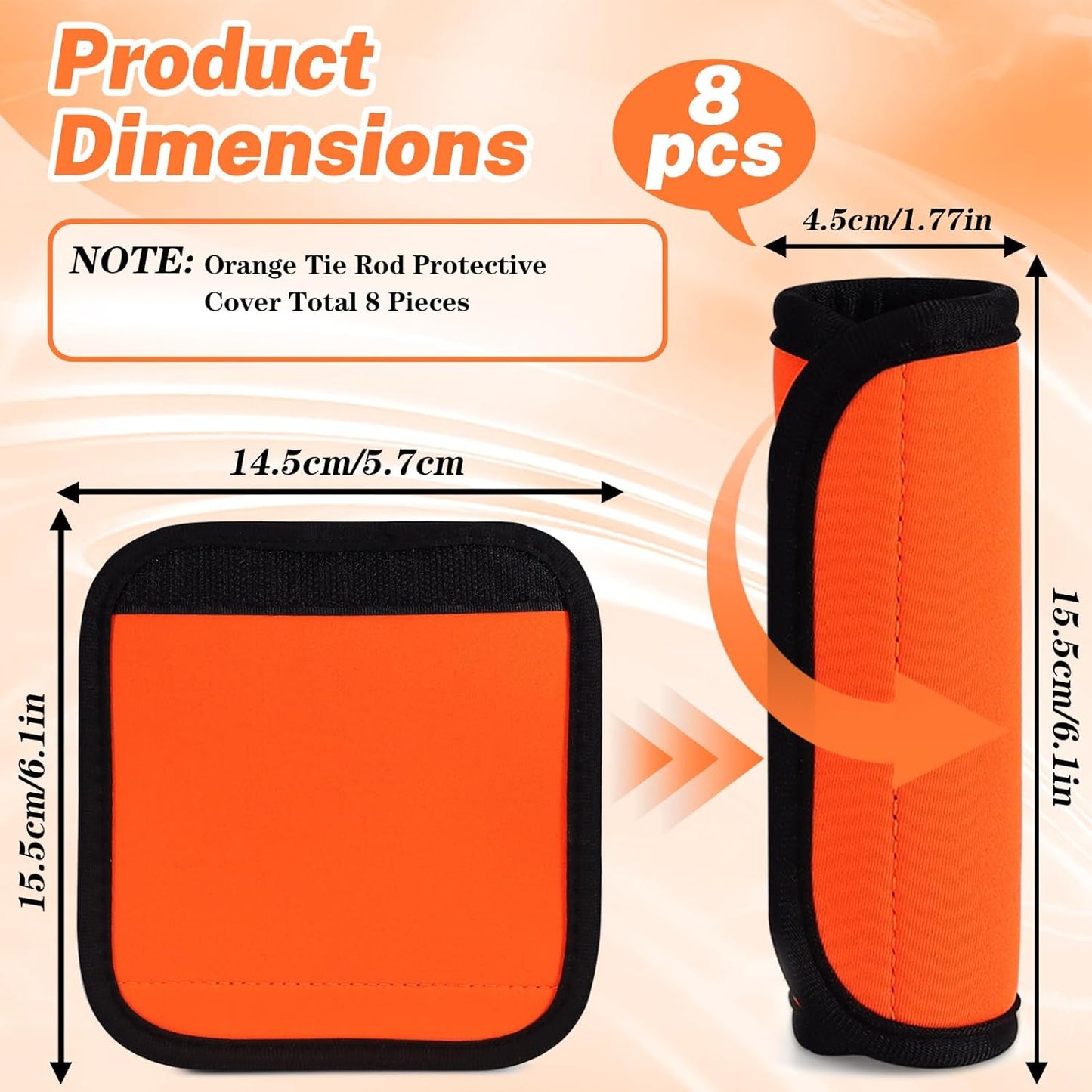 8 Pcs Soft Luggage Handle Wrap Grip Cover Identifiers, Vivid Orange Suitcase Handle Wraps, Waterproof Luggage Handle Covers Tags Accessories for Travel Bag Trolley Case Airplane (Orange)