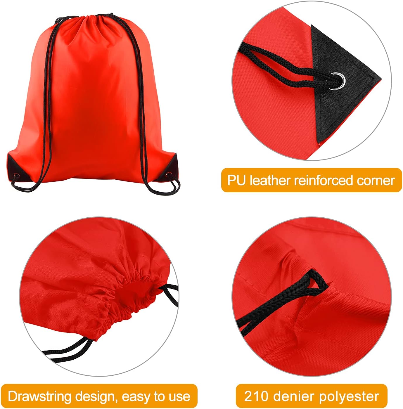 PLULON 30 Pcs Red Drawstring Bags Bulk String Bags Drawstring Backpack Cinch Sack Backpack Bags for