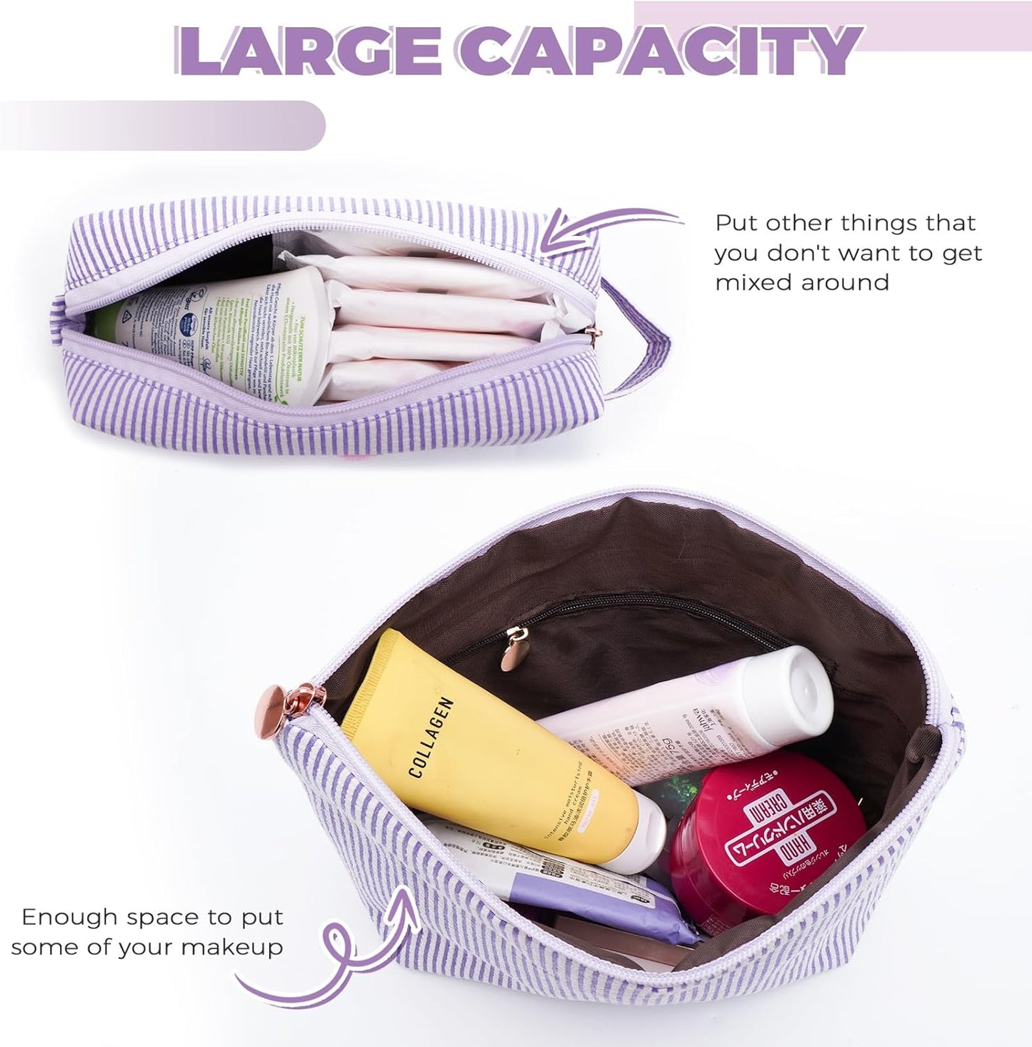 Monogrammed Gifts for Women - Cosmetic Bag for Teen,Initial Cute Makeup Bag Set for Women,Trendy