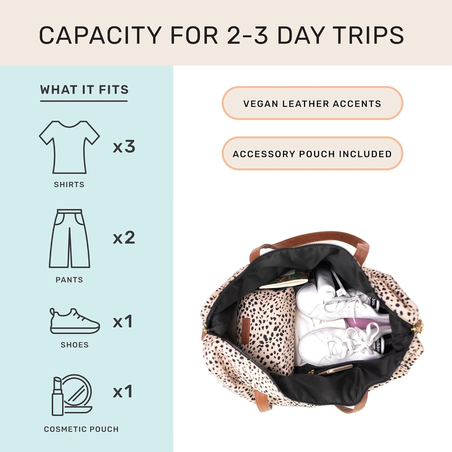 Jadyn Luna Women's Weekender Bag and Travel Duffel, Large 37 Liter Capacity