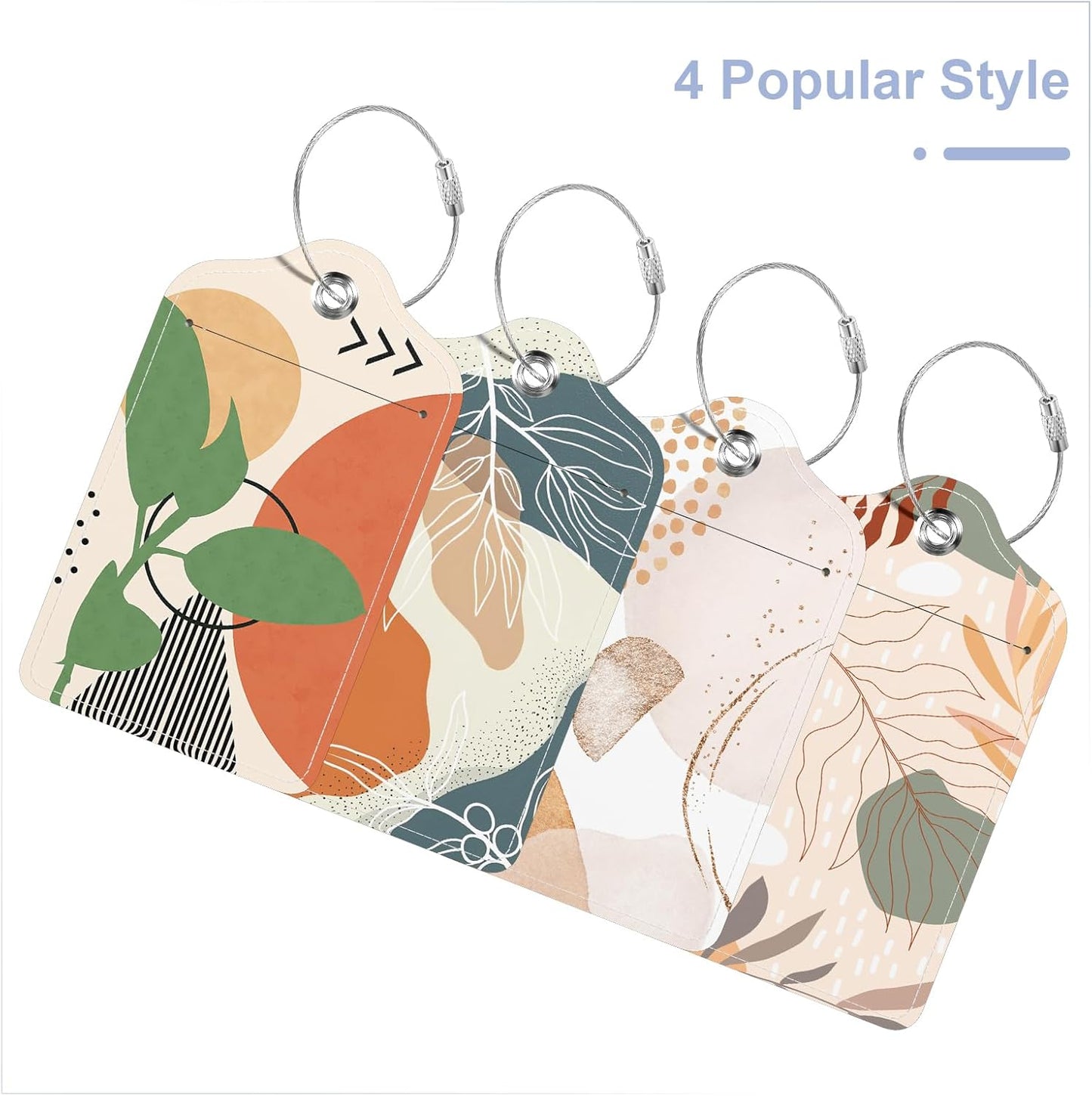 4 Pack PU Leather Luggage Tags for Suitcase, Travel Cruise Luggage Tag with Privacy Flap, Name ID Label and Metal Loop for Women Men Baggage Handbag School Bag Backpack, Green Marble