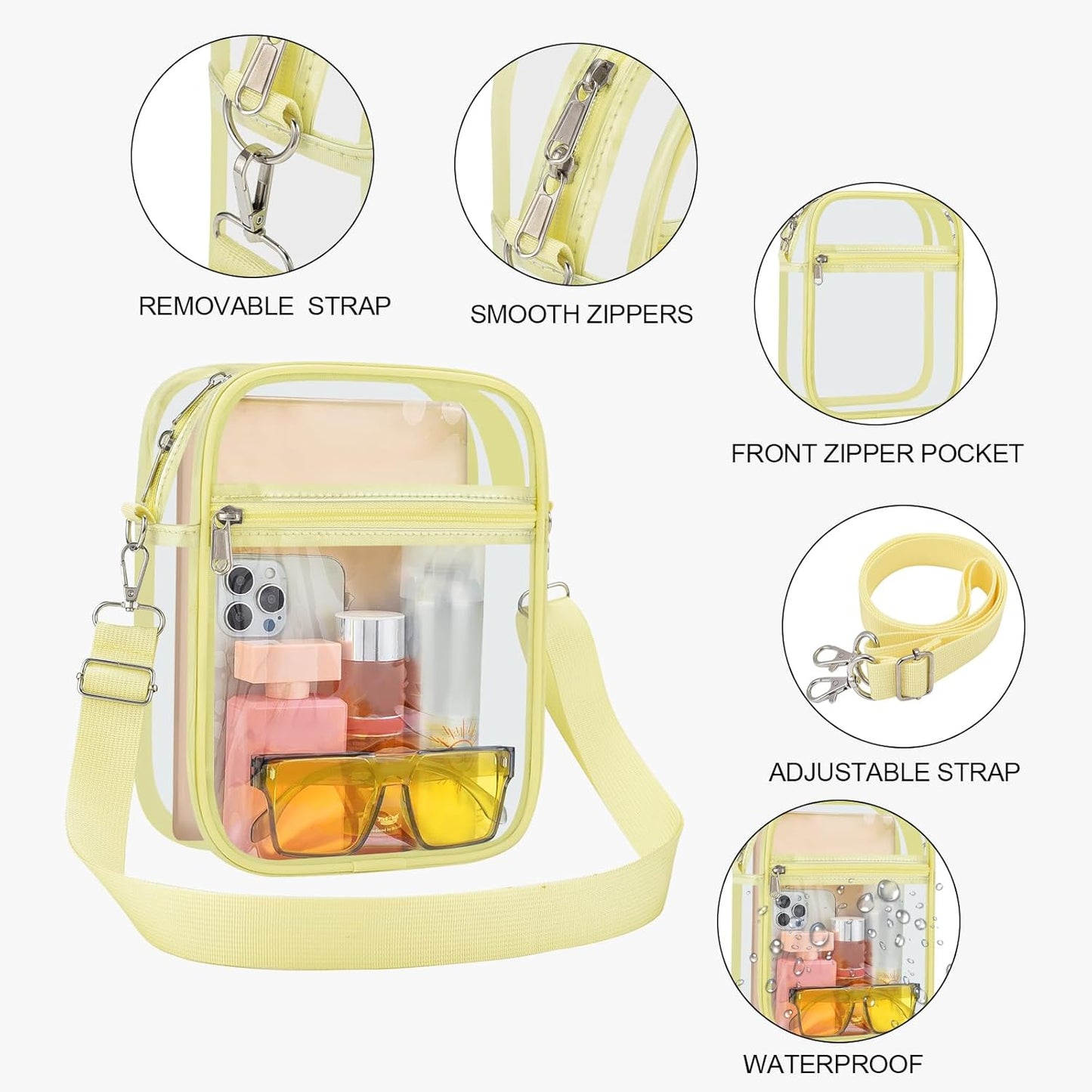 USPECLARE Clear Purse Stadium Transparent Messenger Bag Stadium Approved for Men and Women Clear CrossBody Bag