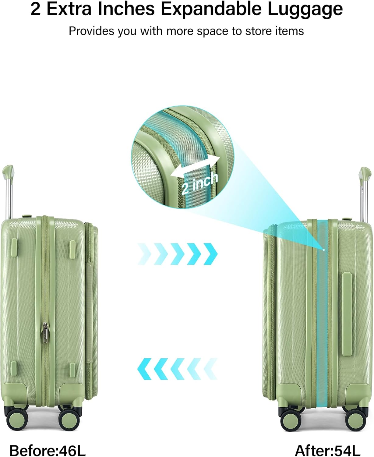 Hanke 20 Inch Expandable Carry On Luggage Airline Approved Top Opening Hard Shell Suitcases with