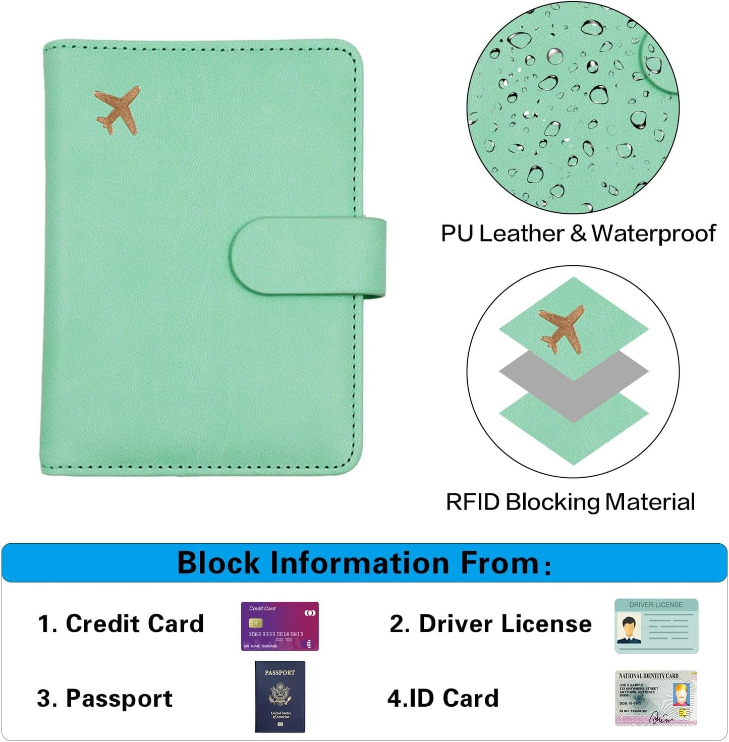 Melsbrinna Premium Leather Passport Holder Covers Case, Waterproof Rfid Blocking Travel Wallet