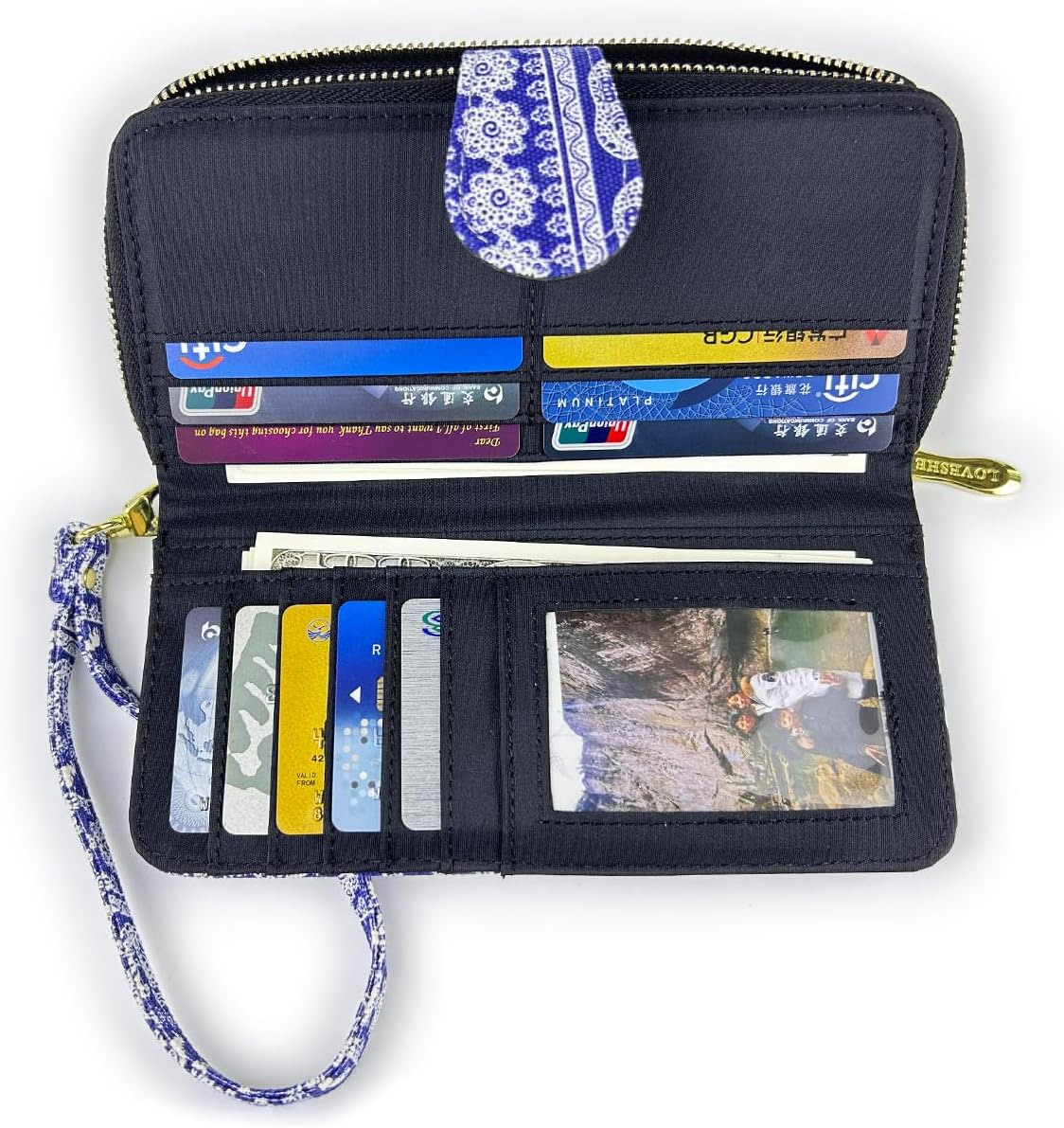 Women Wallet Card RFID For Womens Holder Blocking Credit Small Zipper Purse Pocket Bifold Slim Coin ID Ladies Wristlet Clutch Large Capacity Window Case Travel Zip Women's